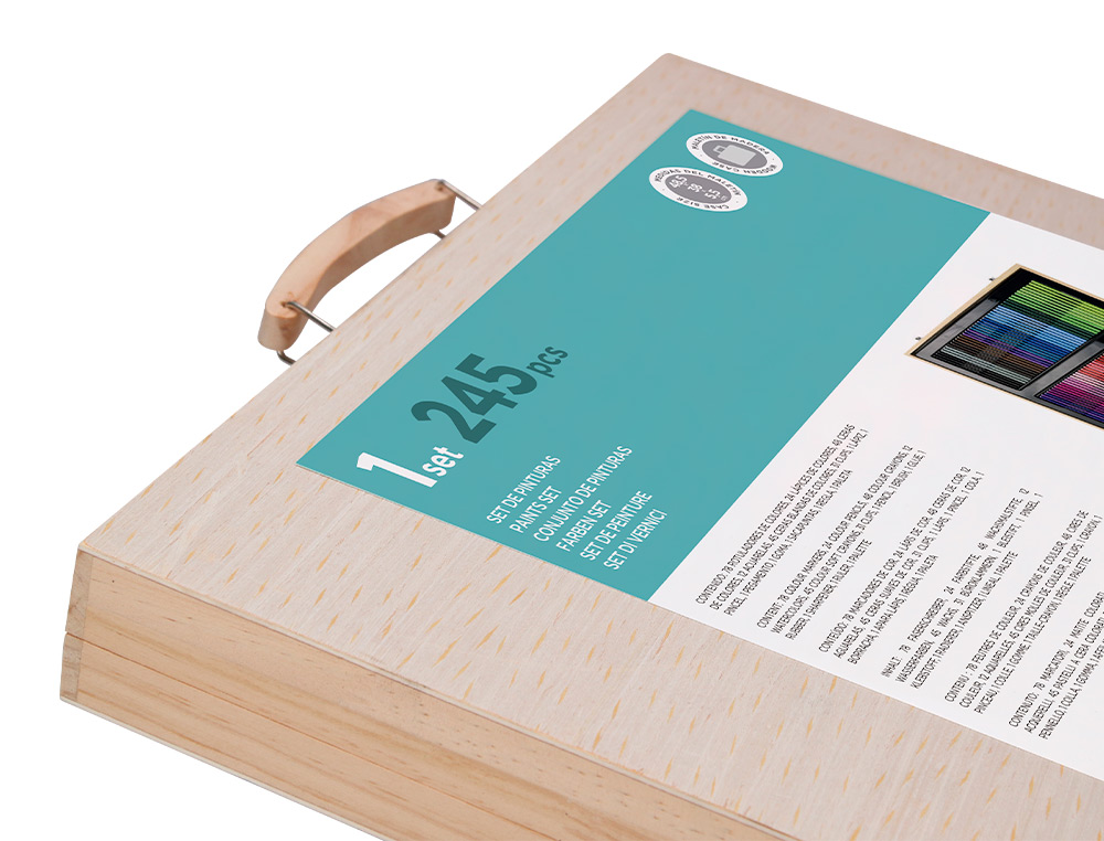 SET DE PINTURE LIDERPAPEL BOIS 245 PIECES BOITE DE      49X36,6X4,5 CM