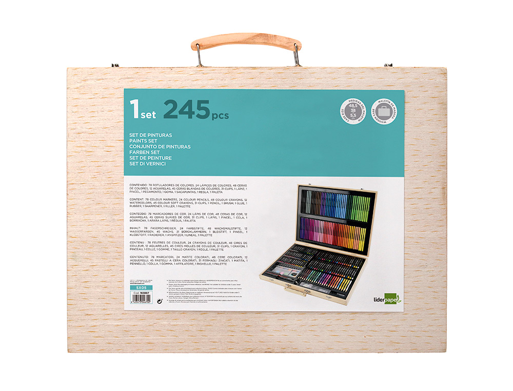 SET DE PINTURE LIDERPAPEL BOIS 245 PIECES BOITE DE      49X36,6X4,5 CM