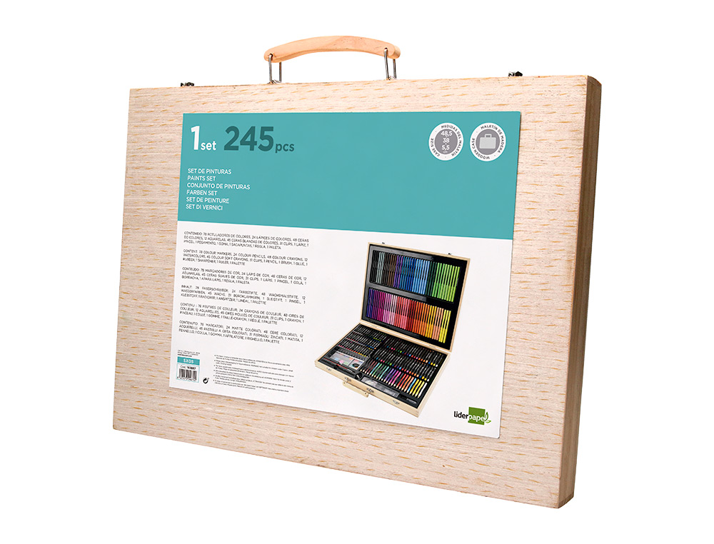 SET DE PINTURE LIDERPAPEL BOIS 245 PIECES BOITE DE      49X36,6X4,5 CM