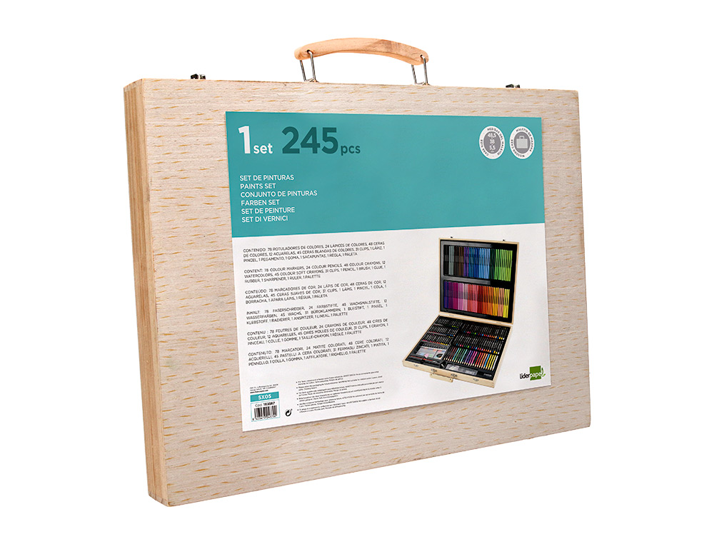 SET DE PINTURE LIDERPAPEL BOIS 245 PIECES BOITE DE      49X36,6X4,5 CM