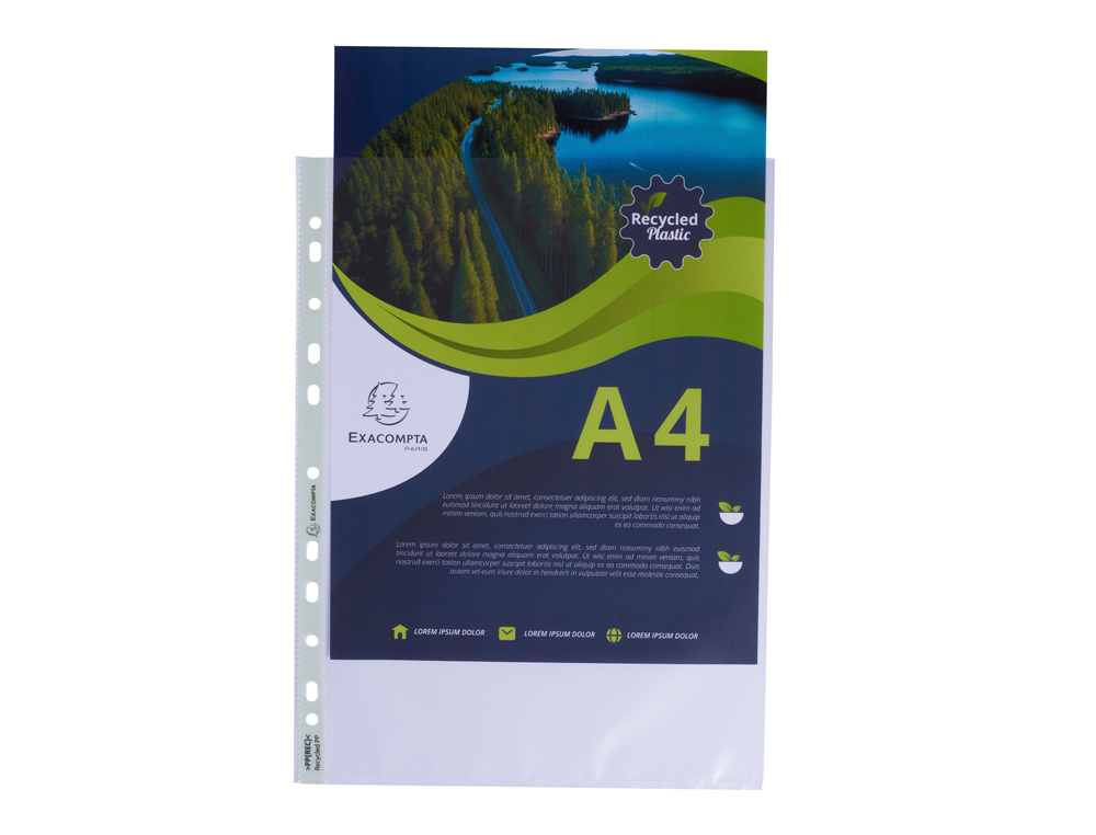 POCHETTE PERFOREE EXACOMPTA A4 PP RECYCLE GRAINE 6/100EME PAQUET 100 UNITES
