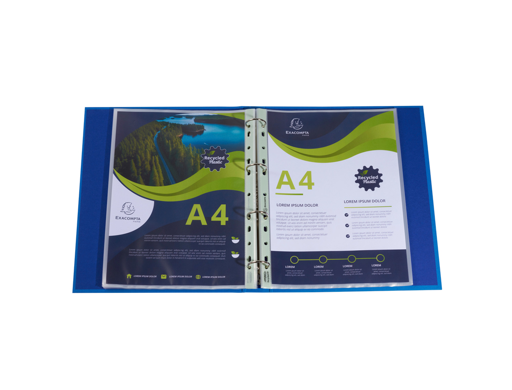 POCHETTE PERFOREE EXACOMPTA A4 PP RECYCLE GRAINE 6/100EME PAQUET 100 UNITES