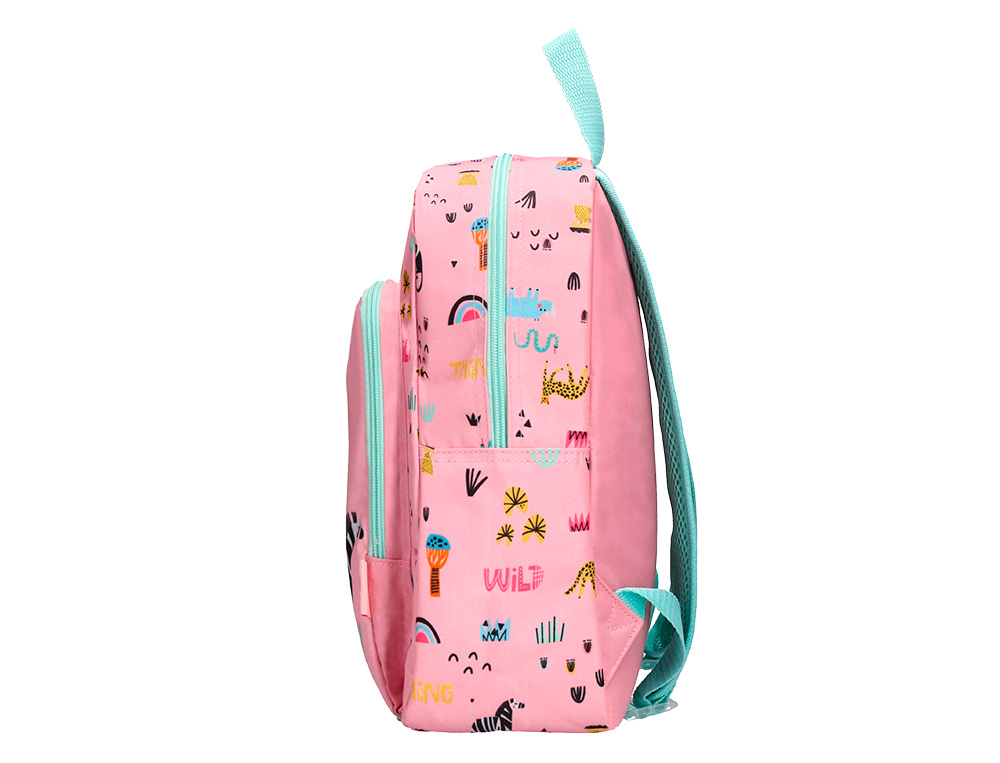 SAC A DOS LIDERPAPEL BABY SAFARI MOTIF ZEBRE 330X100X250MM COLORIS ROSE