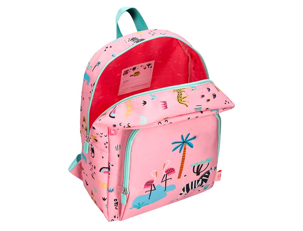 SAC A DOS LIDERPAPEL BABY SAFARI MOTIF ZEBRE 330X100X250MM COLORIS ROSE