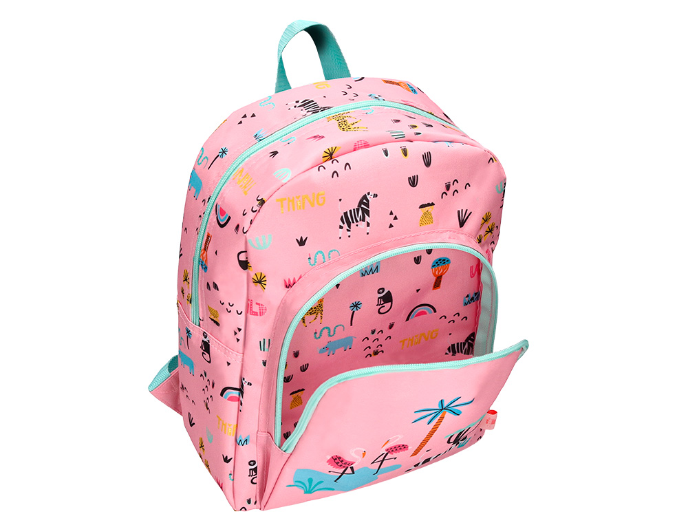 SAC A DOS LIDERPAPEL BABY SAFARI MOTIF ZEBRE 330X100X250MM COLORIS ROSE