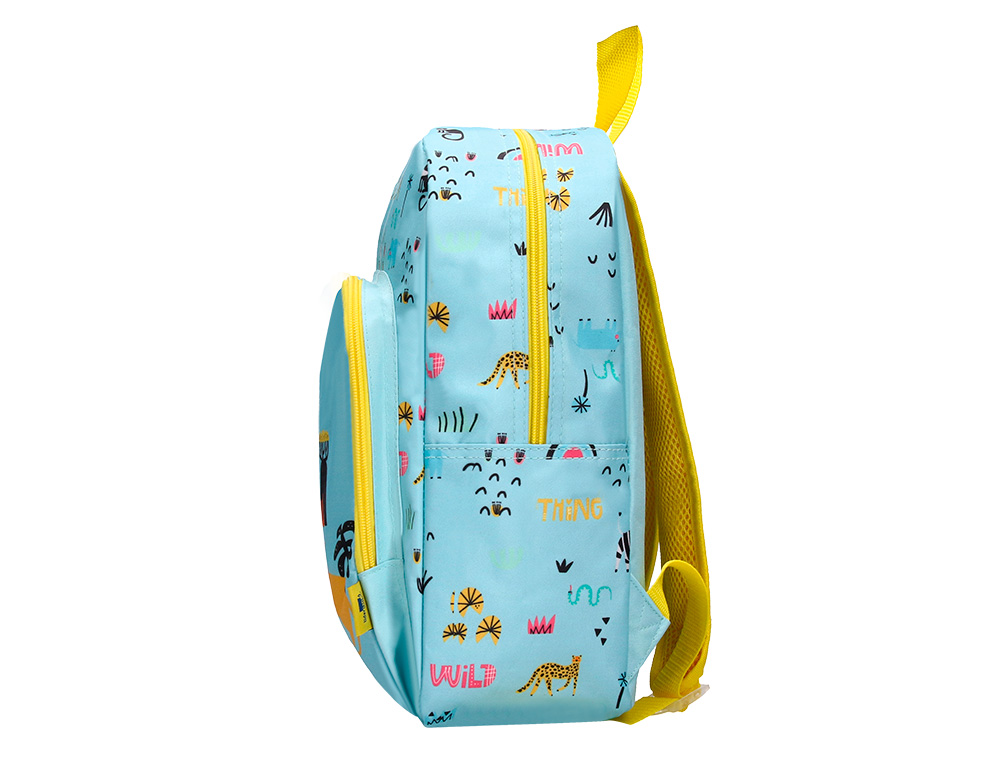 SAC A DOS LIDERPAPEL BABY SAFARI MOTIF LION             330X100X250MM COLORIS BLEU PASTEL
