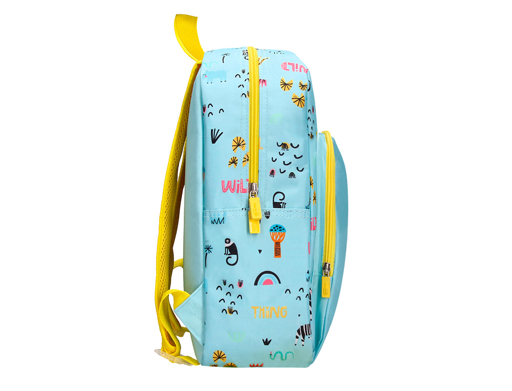 SAC A DOS LIDERPAPEL BABY SAFARI MOTIF LION             330X100X250MM COLORIS BLEU PASTEL