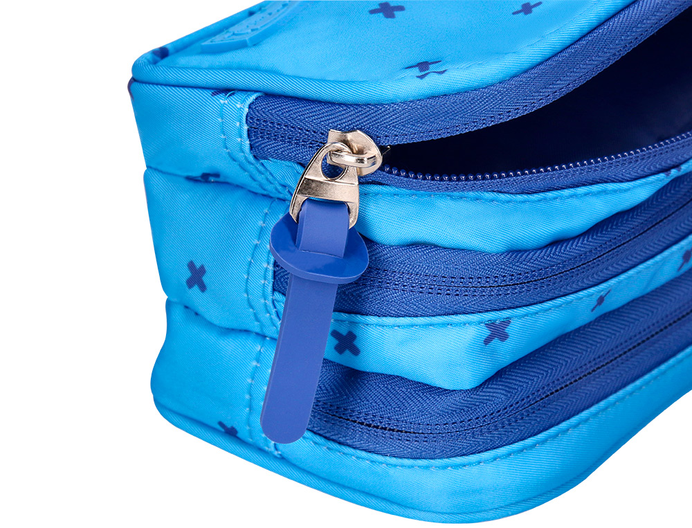 TROUSSE LIDERPAPEL SCOLAIRE 3 COMPARTIMENTS COLORIS BLEU