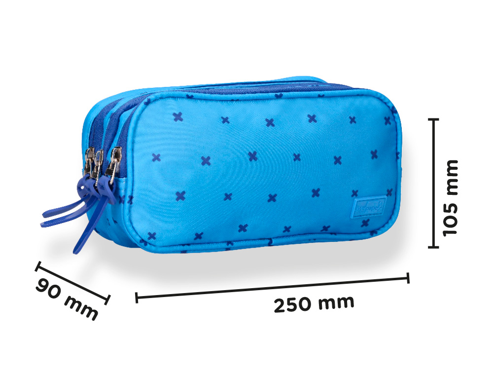TROUSSE LIDERPAPEL SCOLAIRE 3 COMPARTIMENTS COLORIS BLEU