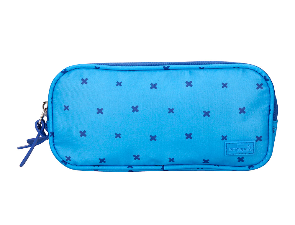 TROUSSE LIDERPAPEL SCOLAIRE 3 COMPARTIMENTS COLORIS BLEU