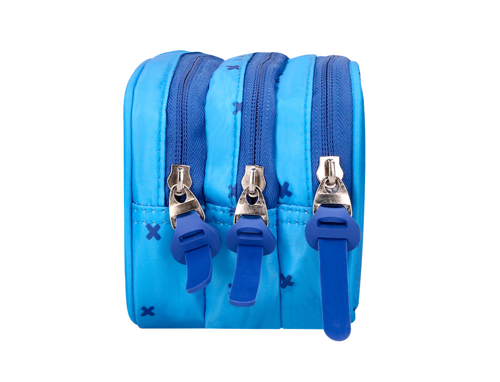 TROUSSE LIDERPAPEL SCOLAIRE 3 COMPARTIMENTS COLORIS BLEU