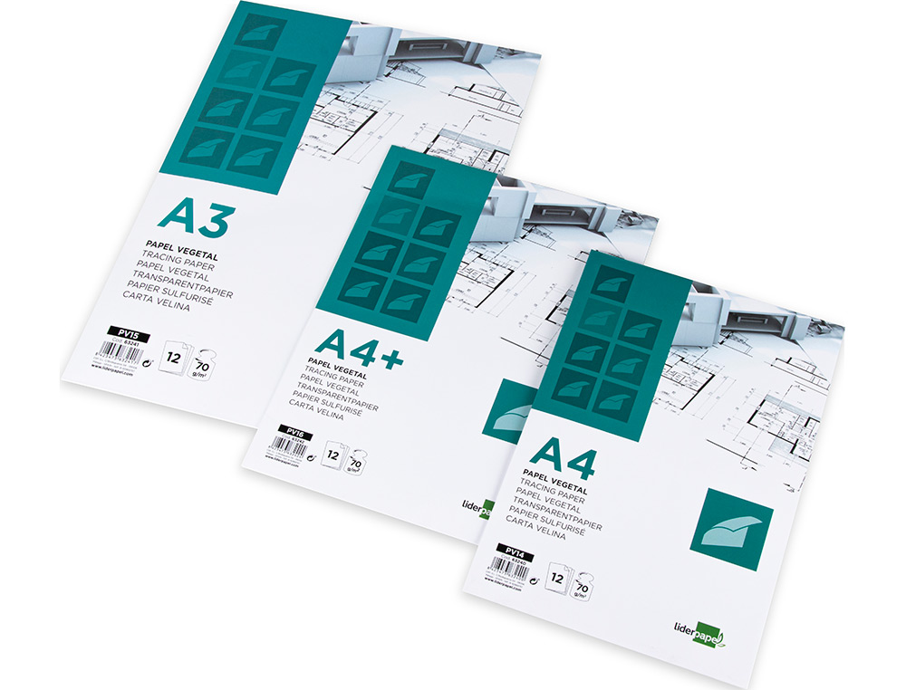 PAPIER CALQUE LIDERPAPEL A4 210X297MM 70G SACHET 12 FEUILLES