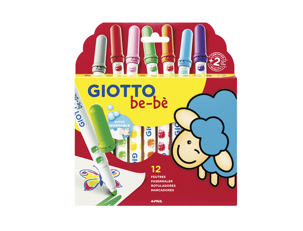 FEUTRE COLORIAGE GIOTTO BE-B LAVABLE CAPUCHON VENTIL POINTE BLOQUE COLORIS ASSORTIS TUI 12 UNITS