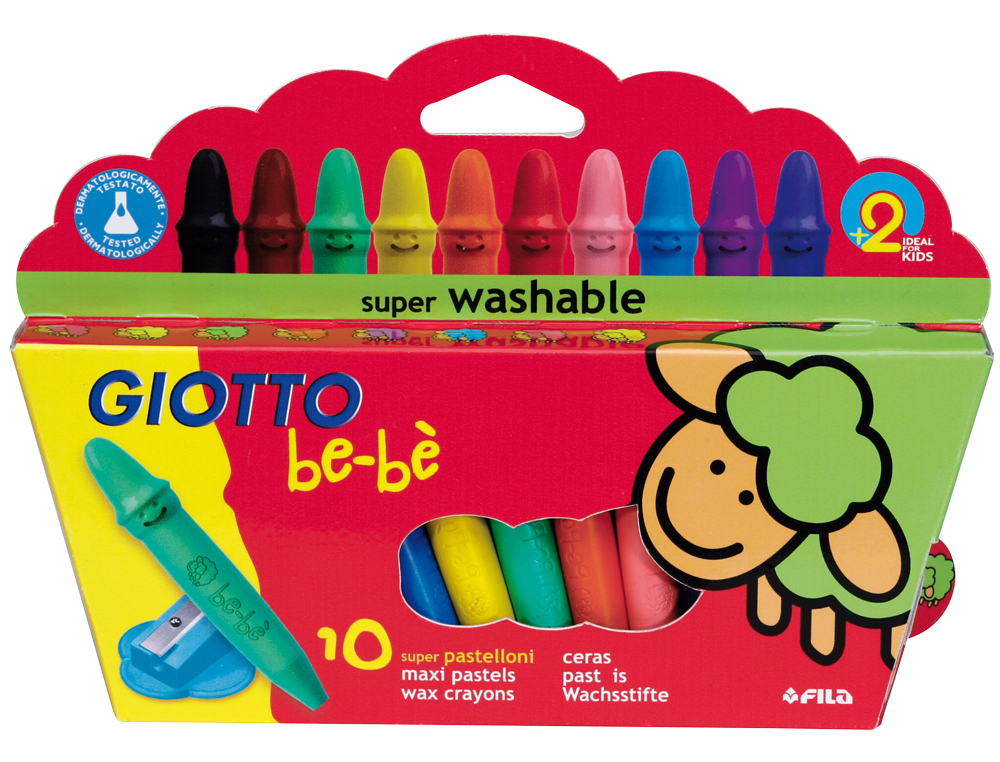 CRAYON CIRE COULEUR GIOTTO BE-B + 1 TAILLE-CRAYON TUI 10 UNITS