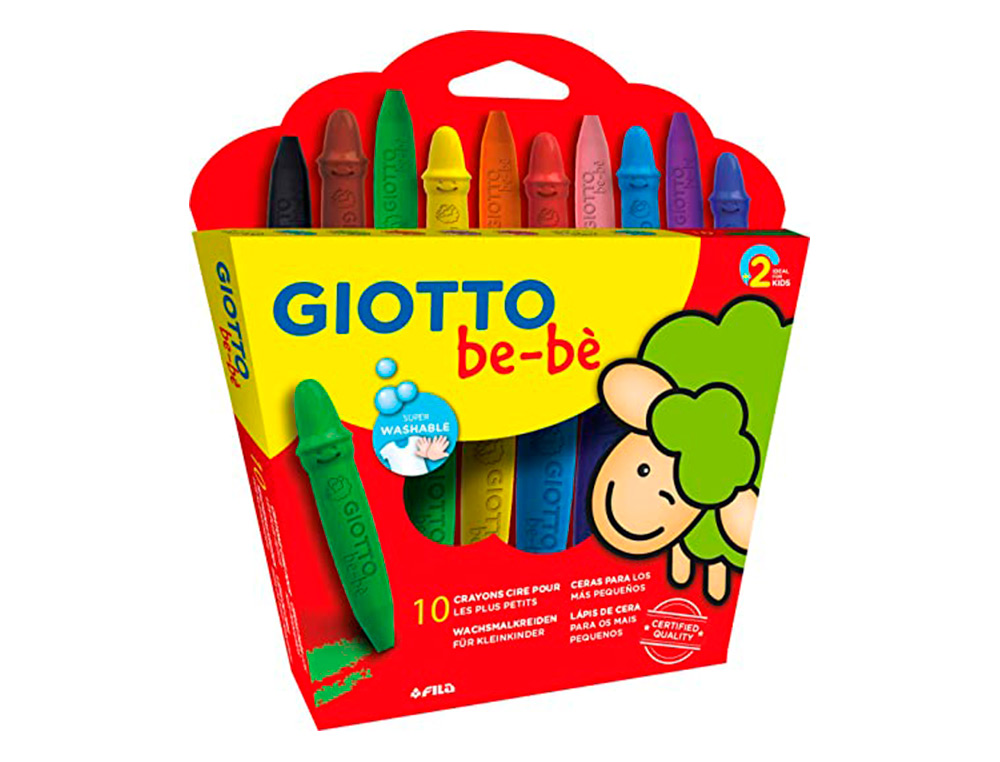 CRAYON CIRE COULEUR GIOTTO BE-B + 1 TAILLE-CRAYON TUI 10 UNITS