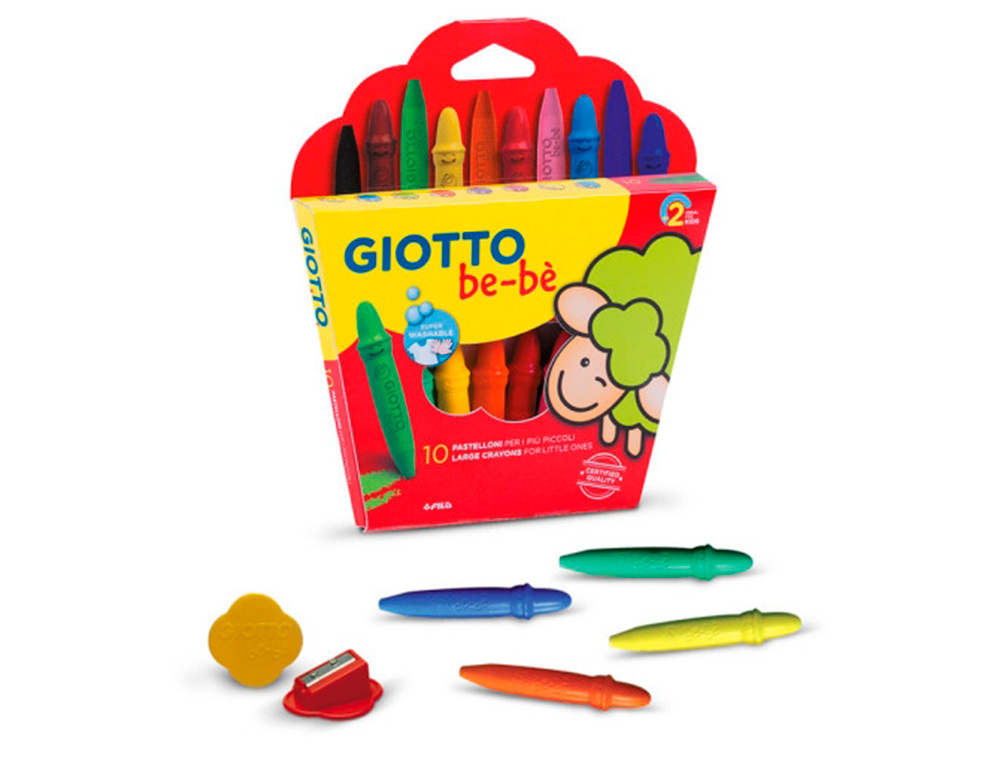 CRAYON CIRE COULEUR GIOTTO BE-B + 1 TAILLE-CRAYON TUI 10 UNITS