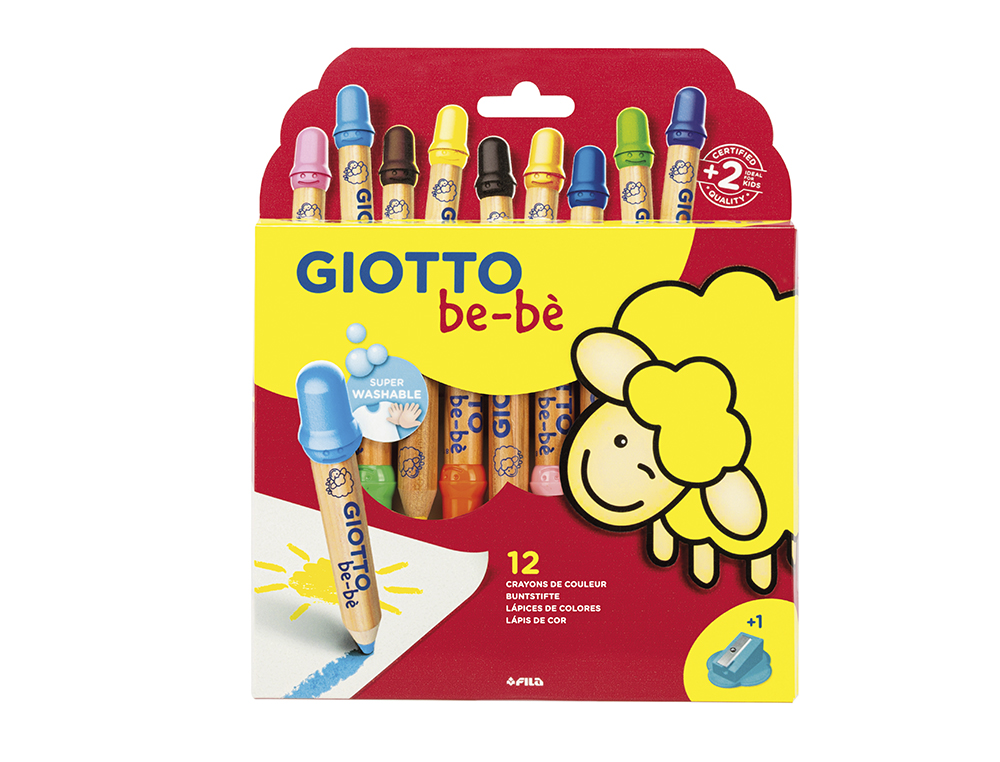 CRAYON COULEUR GIOTTO BE-B MAXI TEST DERMATOLOGIQUEMENT TUI 12 UNITS + 1 TAILLE-CRAYON