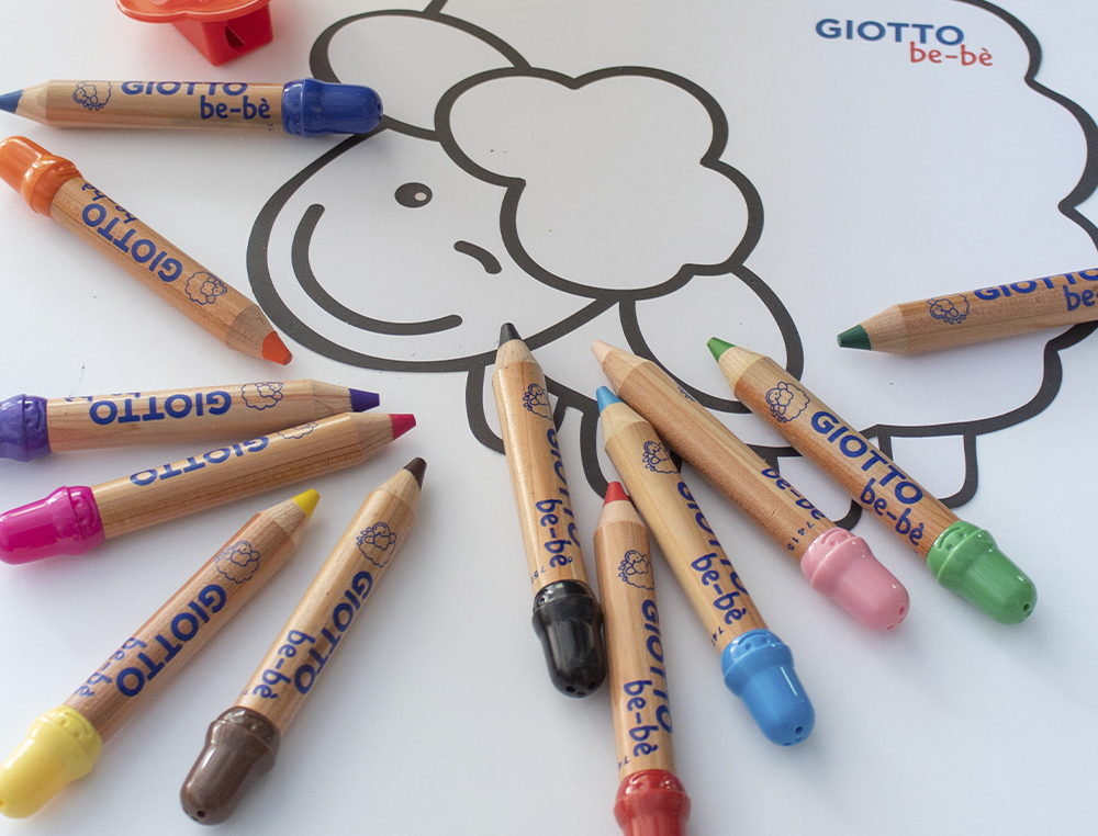 CRAYON COULEUR GIOTTO BE-B MAXI TEST DERMATOLOGIQUEMENT TUI 12 UNITS + 1 TAILLE-CRAYON