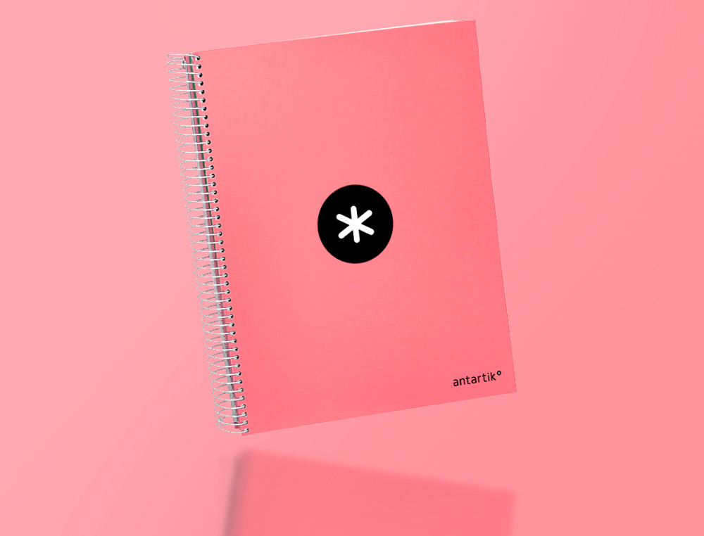 CAHIER SPIRALE ANTARTIK A4 240P 90G REMBORDE QUADRILLAGE 5MM MICROPERFORE 5 BANDES 4   TROUS COLORIS CORAIL