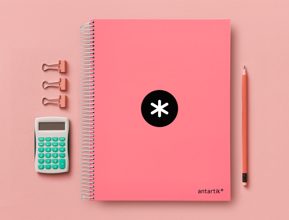 CAHIER SPIRALE ANTARTIK A4 240P 90G REMBORDE QUADRILLAGE 5MM MICROPERFORE 5 BANDES 4   TROUS COLORIS CORAIL