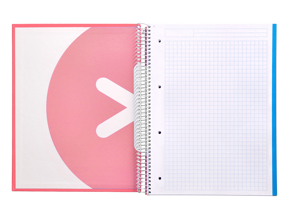 CAHIER SPIRALE ANTARTIK A4 240P 90G REMBORDE QUADRILLAGE 5MM MICROPERFORE 5 BANDES 4   TROUS COLORIS CORAIL