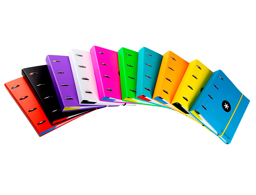 CLASSEUR ANTARTIK 4 ANNEAUX 25MM A4 CARTON REMBORD       FEUILLETS MOBILES QUADRILLAGE 5MM COLORIS ASSORTIS