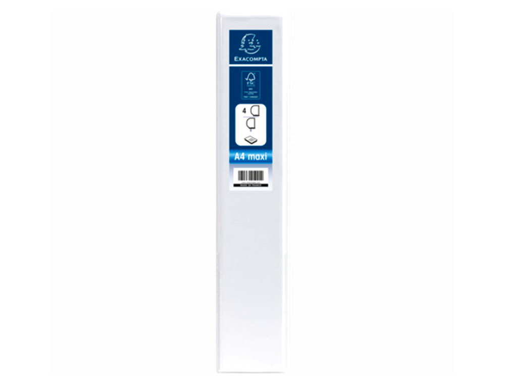 CLASSEUR EXACOMPTA KREACOVER 4 ANNEAUX 40MM A4+ CARTON RECOUVERT POLYPROPYLÈNE DOS 64MM PERSONNALISABLE BLANC