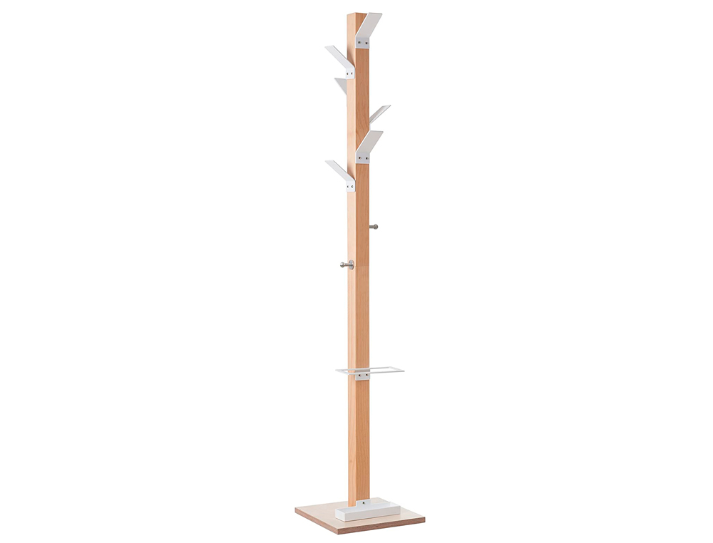 PORTE-MANTEAUX PAPERFLOW EASYCLOTH AVEC BASE 8 PATRES POLYSTYRNE ACIER CHROM HAUTEUR 180CM + PORTE PARAPLUIES BLANC