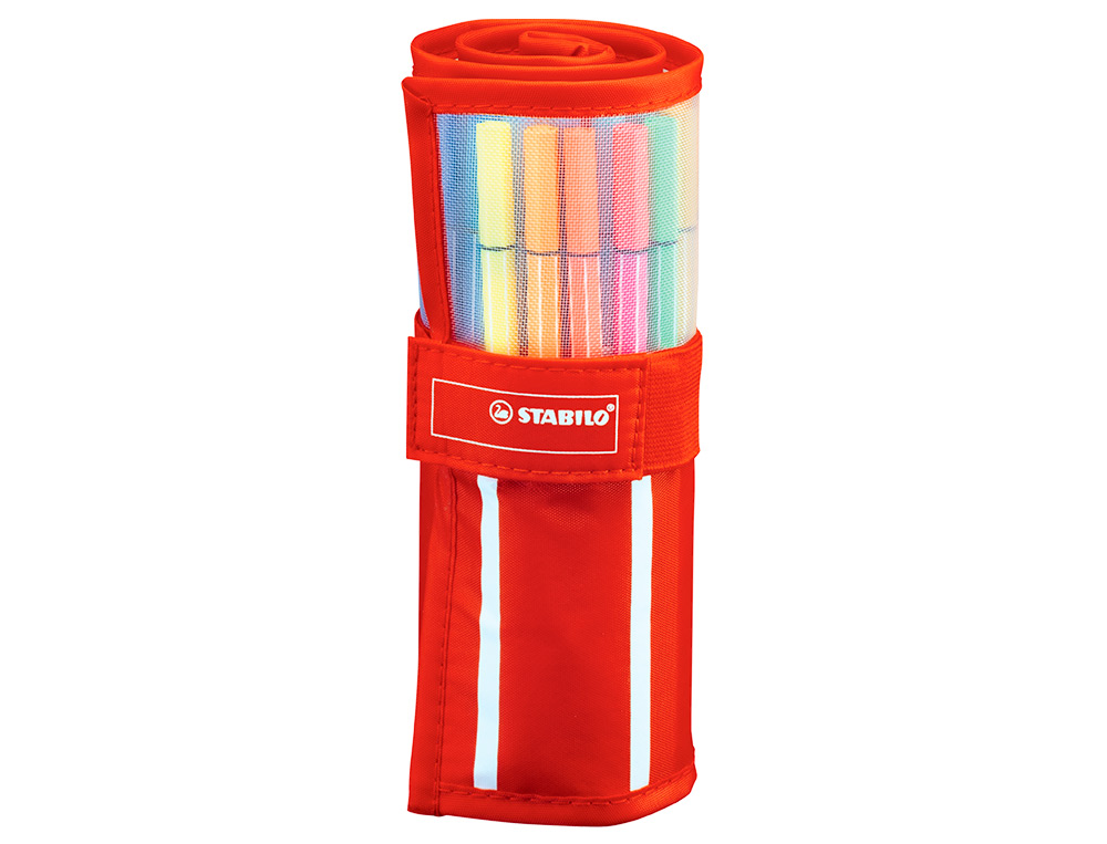 FEUTRE DESSIN STABILO PEN 68 POINTE MOYENNE OGIVE ROBUSTE POCHETTE DE 30 UNITS DONT 6 FLUOS