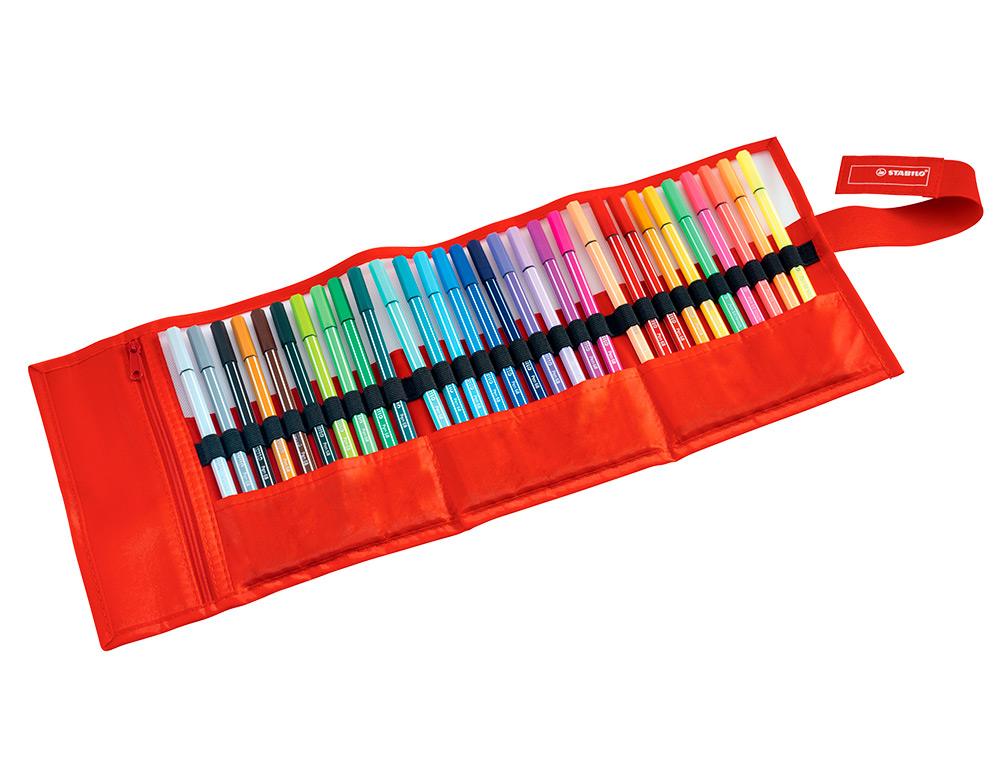 FEUTRE DESSIN STABILO PEN 68 POINTE MOYENNE OGIVE ROBUSTE POCHETTE DE 30 UNITS DONT 6 FLUOS
