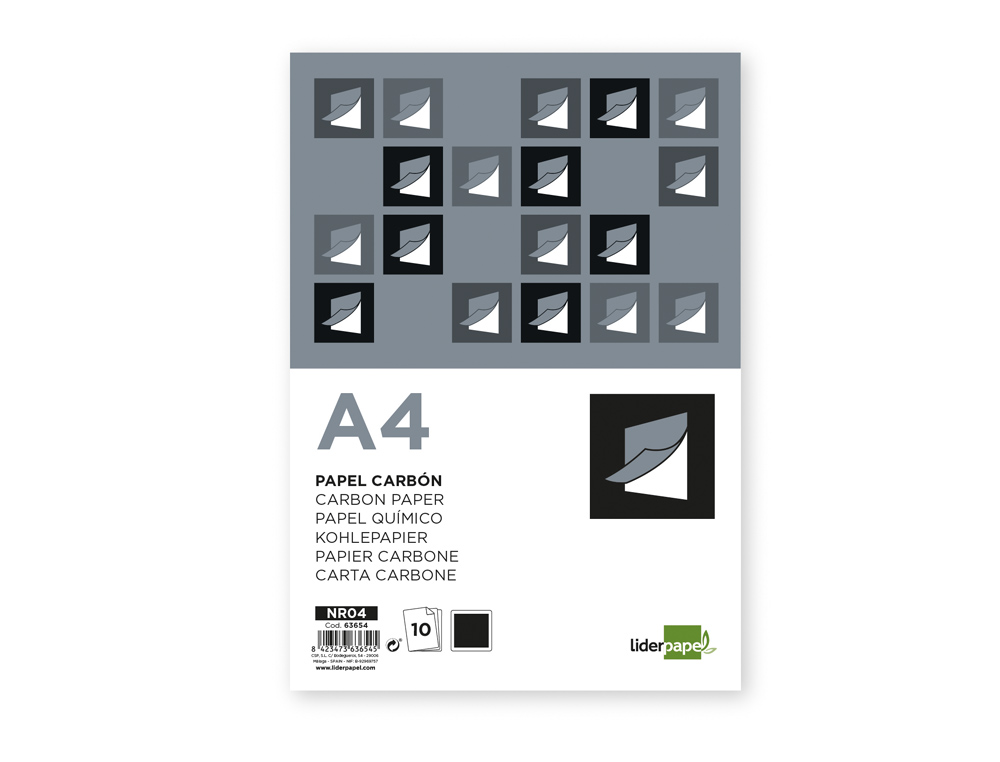 PAPIER CARBONE LIDERPAPEL FILM NOIR FORMAT A4 BOTE DE 10 FEUILLES