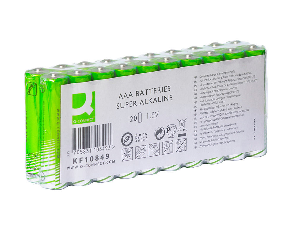 PILE Q-CONNECT ALCALINE AAA LR03 CAPACIT 1.5V PACK 20 UNITS