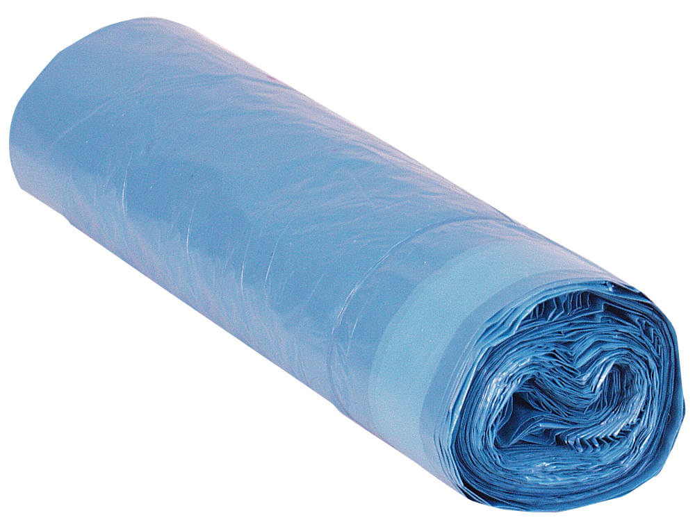 SAC POUBELLE DOMESTIQUE 52X60CM CALIBRE 70 CAPACITÉ 20L COLORIS BLEU ROULEAU 20 UNITÉS