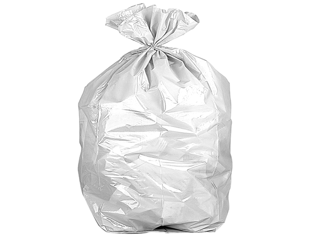 SAC POUBELLE DOMESTIQUE 55X60CM LIENS COULISSANTS CALIBRE 120 CAPACIT 23L COLORIS BLANC ROULEAU 15 UNITS