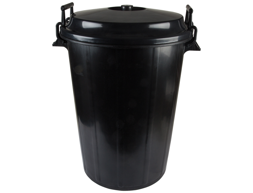 POUBELLE PLASTIQUE RSISTANT COUVERCLE 2 POIGNES FERMETURE CTS UTILISE SACS 85X105CM 100L COLORIS NOIR