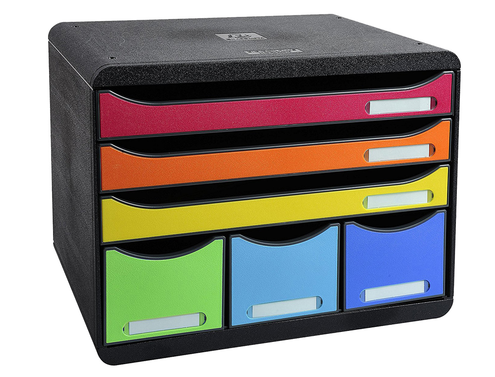 MODULE CLASSEMENT EXACOMPTA STORE-BOX MAXI 3 TIROIRS A4+ ET 3 TIROIRS ÉTROITS 270X355X271MM COLORIS ARLEQUIN