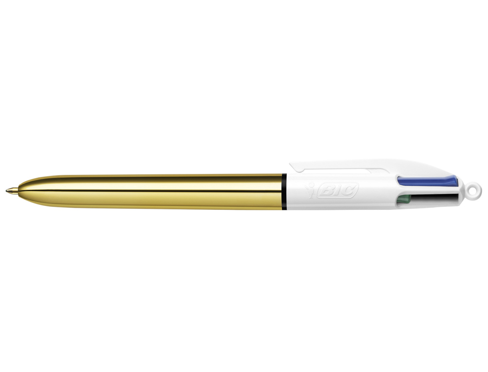 STYLO-BILLE BIC 4 COULEURS SHINE POINTE 1MM ÉCRITURE MOYENNE CORPS DORÉ MÉTALLISÉ BRILLANT