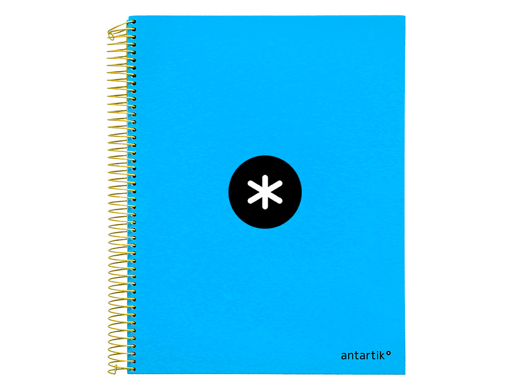 CAHIER SPIRALE ANTARTIK A4 240P 90G COUVERTURE REMBORDEE QUADRILLAGE 5MM 4 TROUS       COIL-LOCK COLORIS BLEU