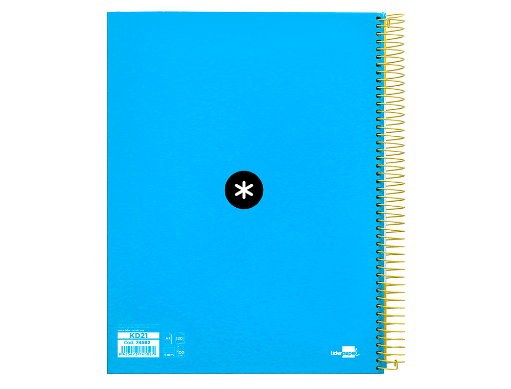 CAHIER SPIRALE ANTARTIK A4 240P 90G COUVERTURE REMBORDEE QUADRILLAGE 5MM 4 TROUS       COIL-LOCK COLORIS BLEU