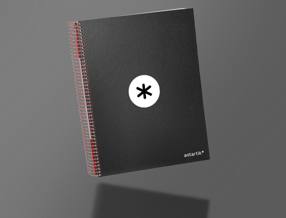 CAHIER SPIRALE ANTARTIK A4 240P 90G COUVERTURE REMBORDEE QUADRILLAGE 5MM 4 TROUS       COIL-LOCK COLORIS NOIR