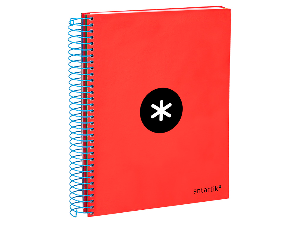 CAHIER SPIRALE ANTARTIK A5 240P 90G COUVERTURE REMBORDEE QUADRILLAGE 5MM 6 TROUS COIL-LOCK COLORIS ROUGE