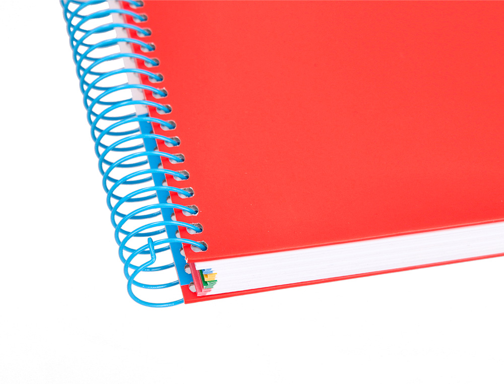 CAHIER SPIRALE ANTARTIK A5 240P 90G COUVERTURE REMBORDEE QUADRILLAGE 5MM 6 TROUS COIL-LOCK COLORIS ROUGE