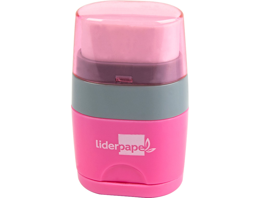 TAILLE-CRAYON LIDERPAPEL PLASTIQUE RSERVOIR GOMME SANS PVC 2 USAGES COLORIS ASSORTIS