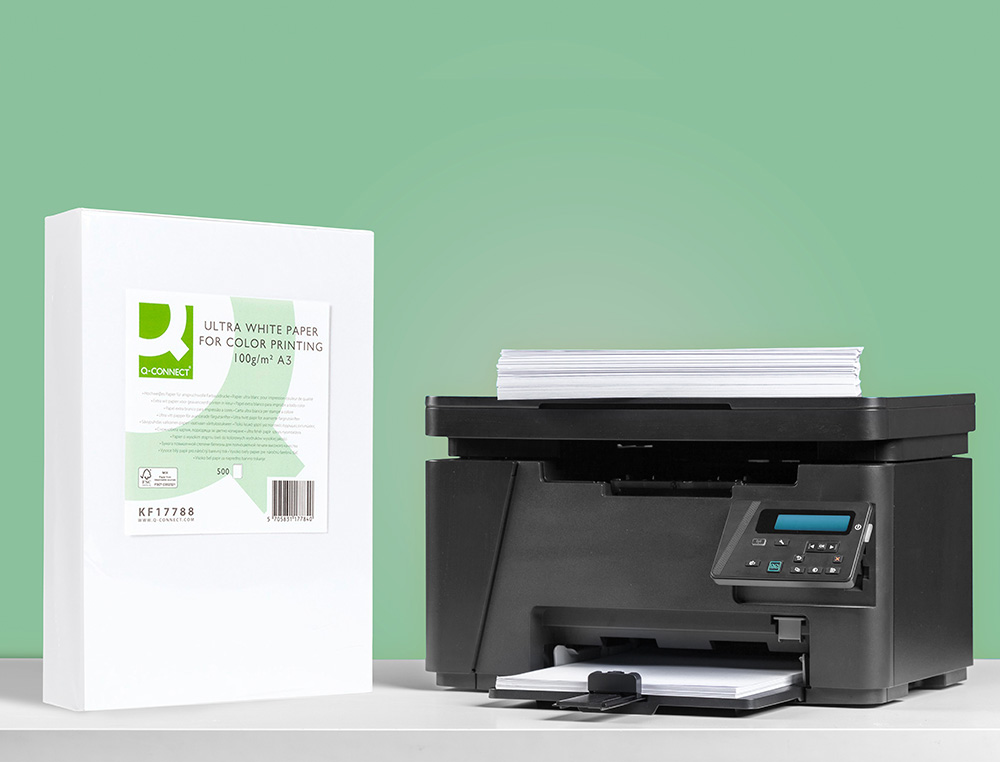 PAPIER Q-CONNECT MULTIFONCTION ULTRAWHITE A3 100G/M2 BLANCHEUR 170 OPACIT 96 RIGIDIT 60 500 FEUILLES