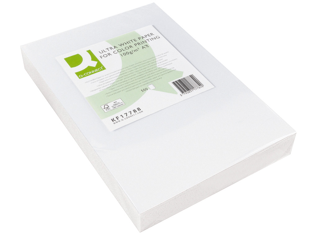 PAPIER Q-CONNECT MULTIFONCTION ULTRAWHITE A3 100G/M2 BLANCHEUR 170 OPACIT 96 RIGIDIT 60 500 FEUILLES
