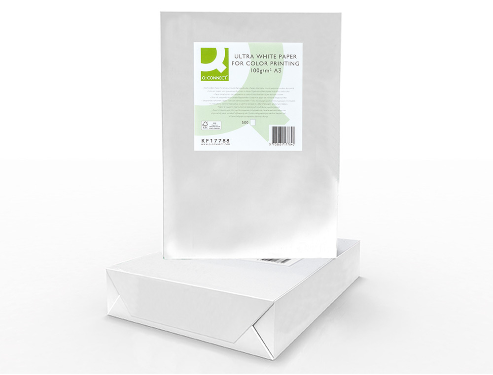 PAPIER Q-CONNECT MULTIFONCTION ULTRAWHITE A3 100G/M2 BLANCHEUR 170 OPACIT 96 RIGIDIT 60 500 FEUILLES
