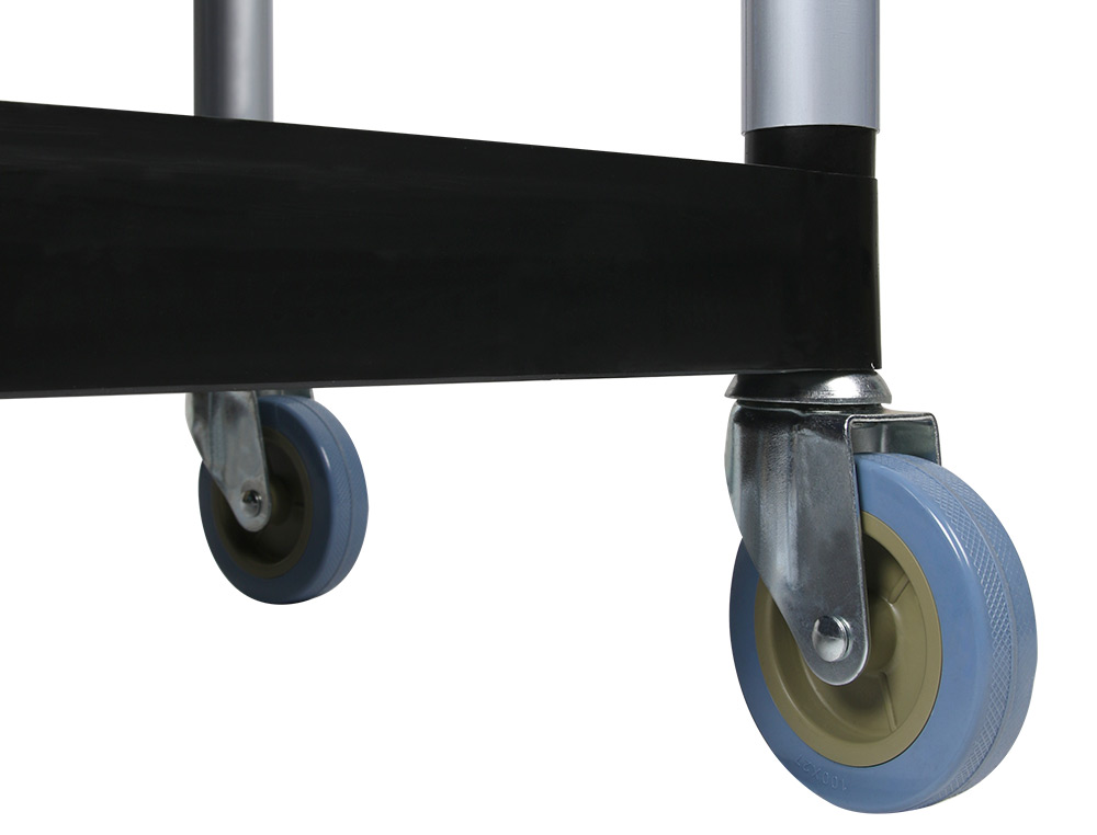 CHARIOT SERVICE Q-CONNECT ACIER 3 PLATEAUX ACIER INOXYDABLE 4 ROUES POIGNES 83X42X97CM