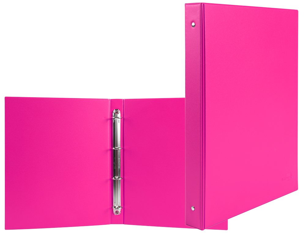 CLASSEUR LIDERPAPEL 4 ANNEAUX RONDS 25MM A5 CARTON REMBORD PVC COLORIS FUSCHIA