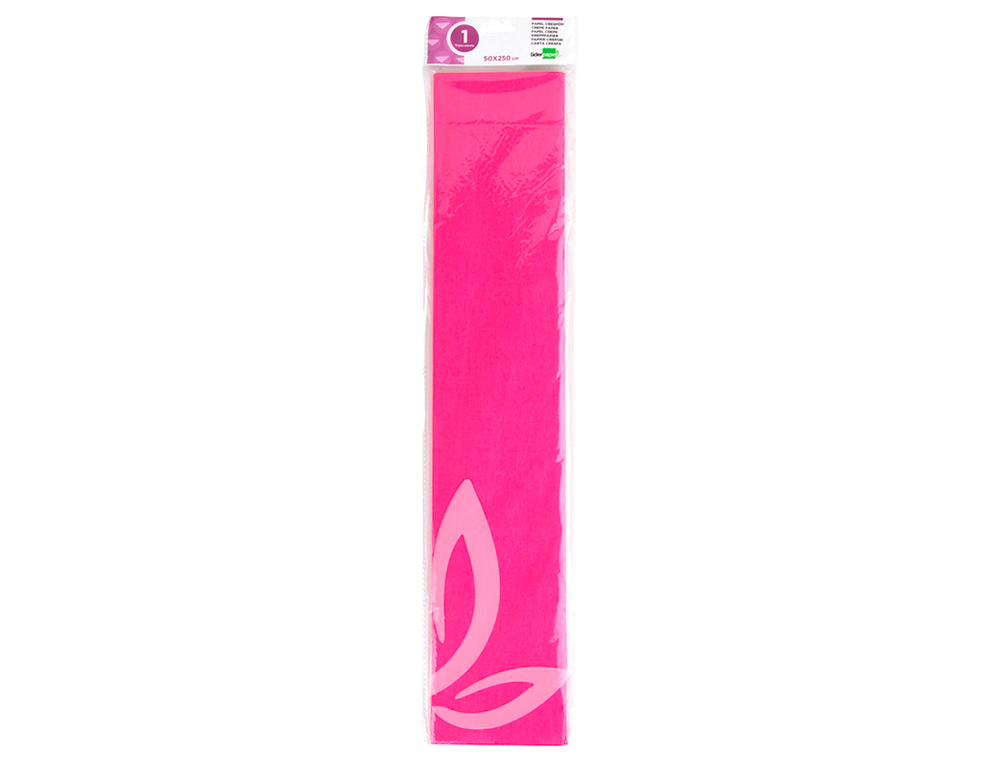 PAPIER CRPON LIDERPAPEL 34G/M2 50CMX2.5M UNICOLORE ROSE FLUORESCENT