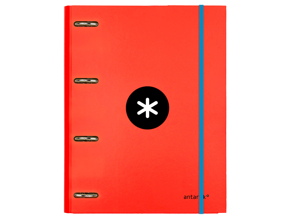 CLASSEUR ANTARTIK 4 ANNEAUX RONDS 25MM A4 CARTON REMBORD FEUILLETS MOBILES QUADRILLAGE 5MM COLORIS ROUGE